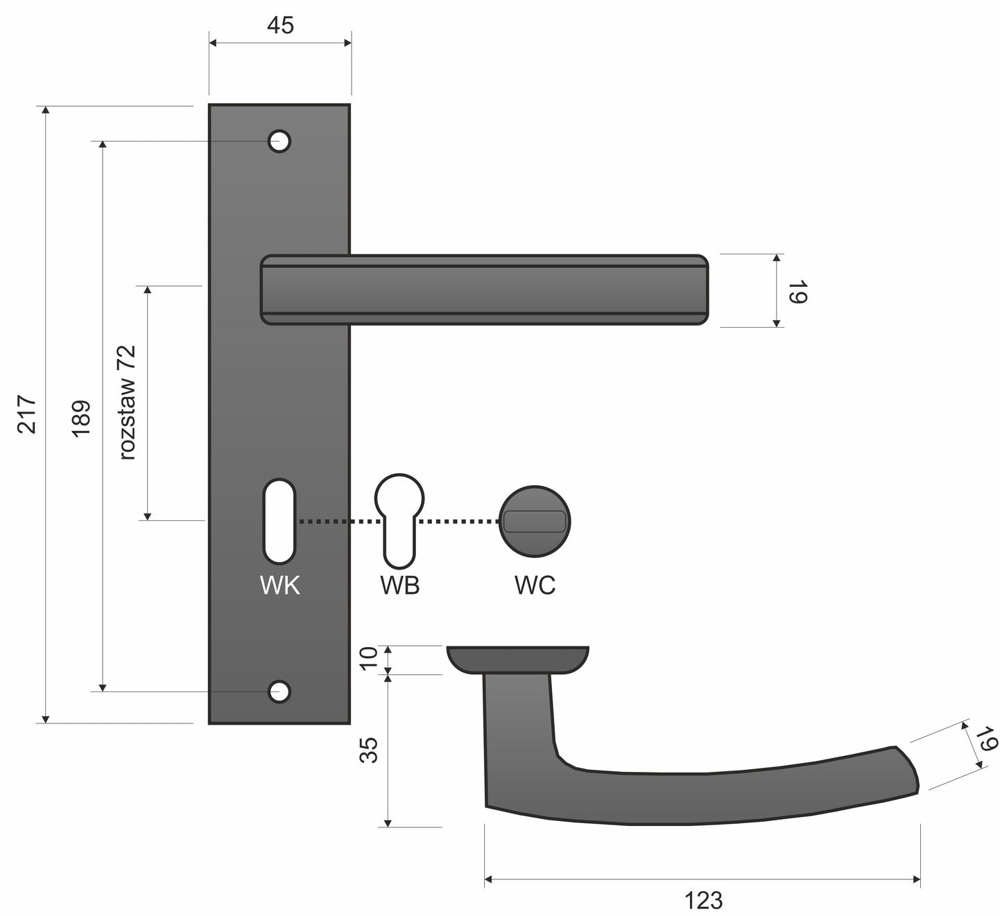 Klamka Infinity Line Hermes Podłużny Klucz