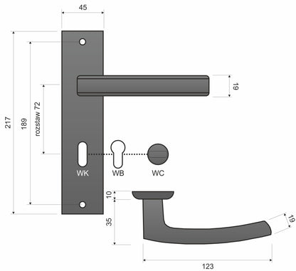 Klamka Infinity Line Hermes Podłużny WC