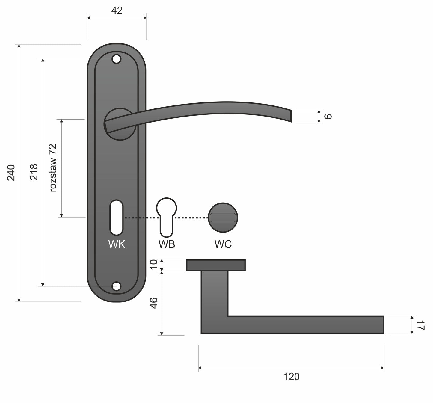 Klamka Infinity Line Lena Podłużny WC