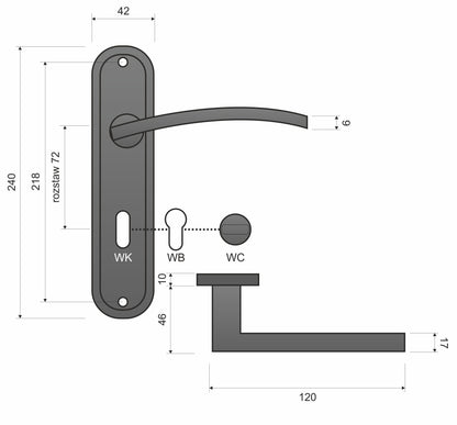 Klamka Infinity Line Lena Podłużny WC